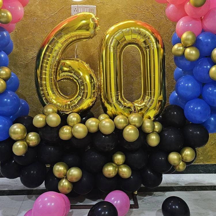 Elegant home birthday party balloon arch decoration